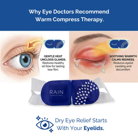 Opened individual Rain pouch revealing single self-heating steam eye mask