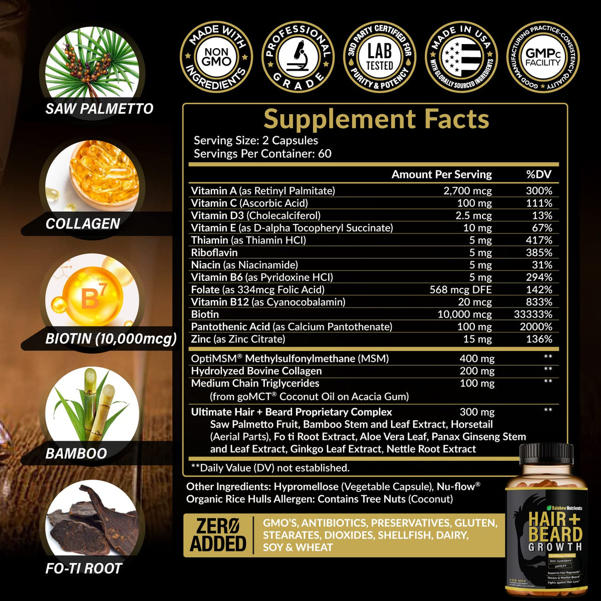 Rainbow Nutrients capsules close-up highlighting easy-to-swallow texture and purity