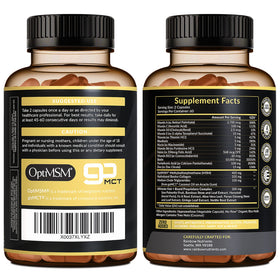 Rainbow Nutrients capsules and bottle arranged to show daily supplement regimen