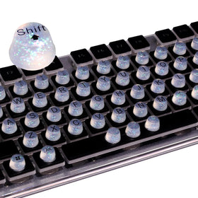 Raised Button front packaging showing clear keycaps and 64-piece set benefit