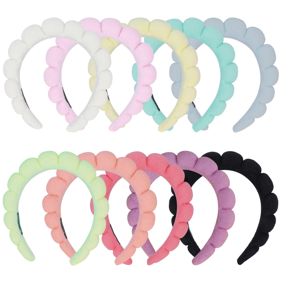 RAISEY front view of ten headbands showing variety and convenience