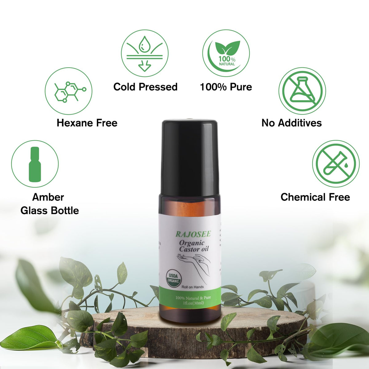 RAJOSEE roll-on in use on eyebrow for targeted grooming and conditioning