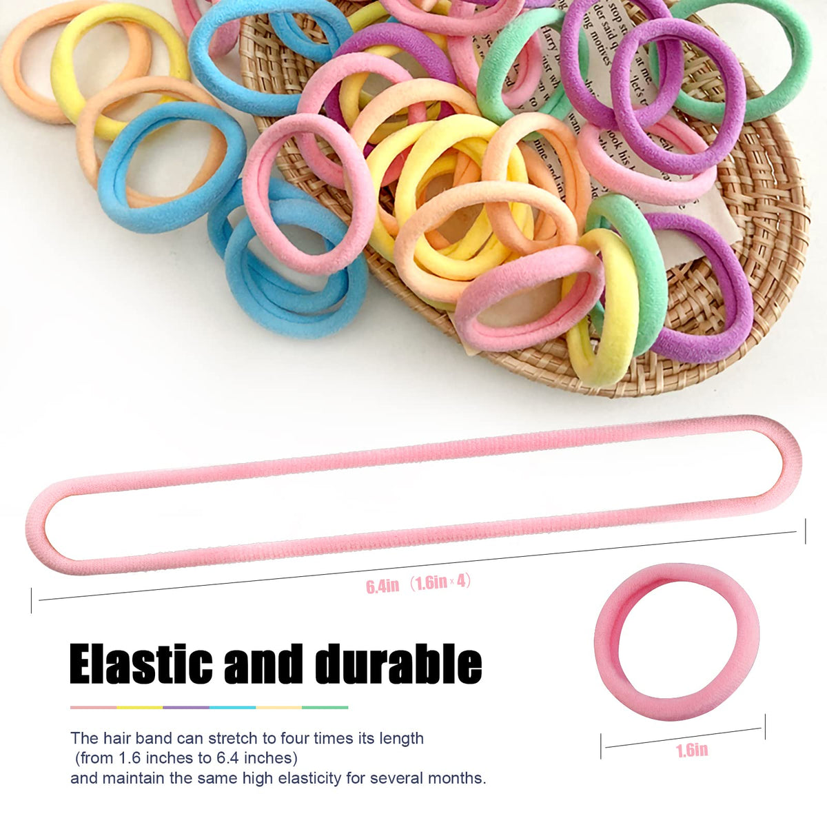 Random Mood hair tie securing a high ponytail, comfortable secure hold benefit