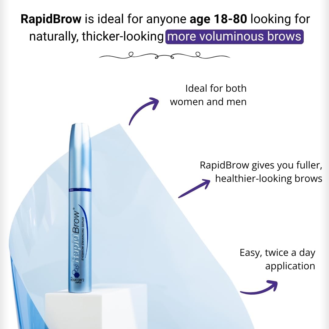 RapidBrow before and after styled brows demonstrating fuller appearance