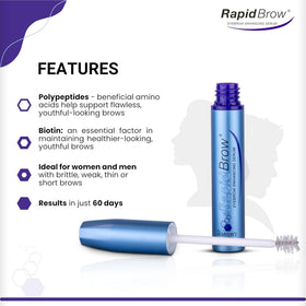 RapidBrow brush applicator detail for precise, controlled eyebrow application