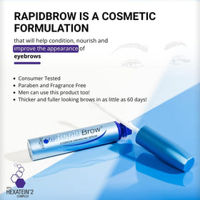 RapidBrow serum texture close-up highlighting hydrating, smooth consistency