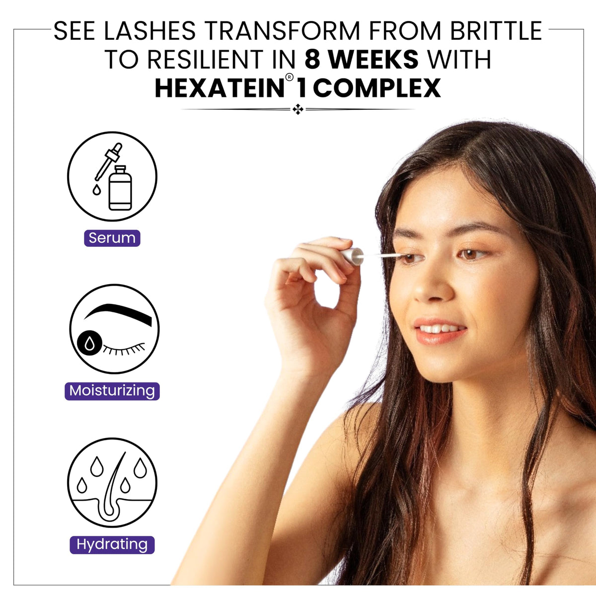 RapidLash clear serum texture highlighting smooth, non-clumping finish