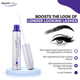 RapidLash applied on eyelashes illustrating fuller-looking lash effect