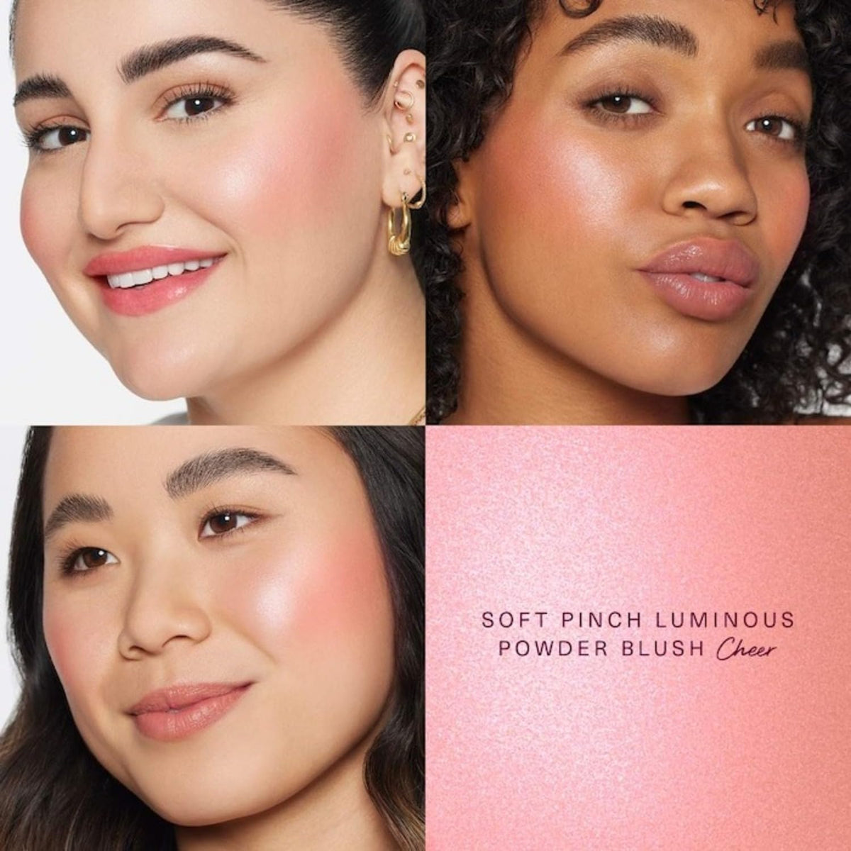 Rare Beauty Cheer open pan revealing silky powder texture and smooth finish