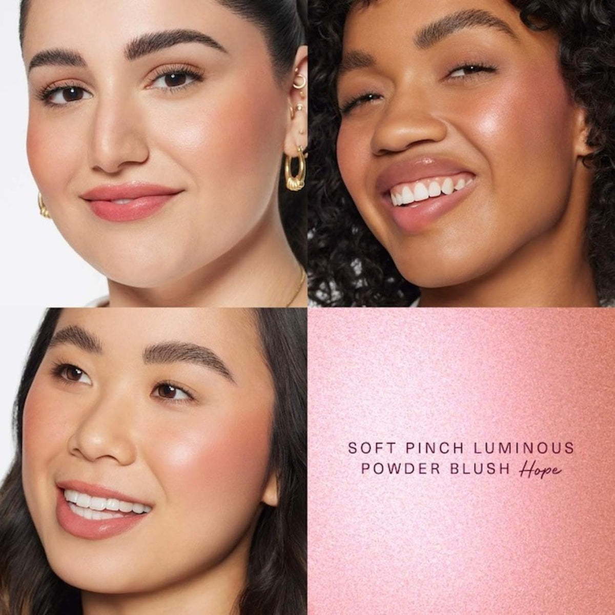 Rare Beauty open pan close-up revealing soft pinch pigment and smooth finish