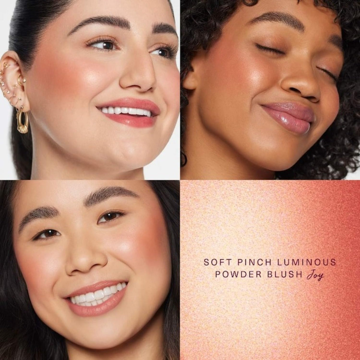 Rare Beauty open pan close-up showing Joy muted peach pigment