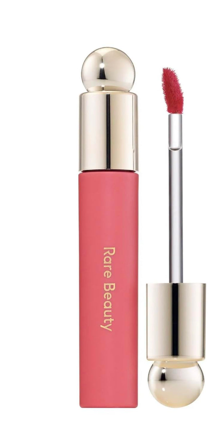 Rare Beauty Soft Pinch lip oil front view showing glossy color boost and hydration