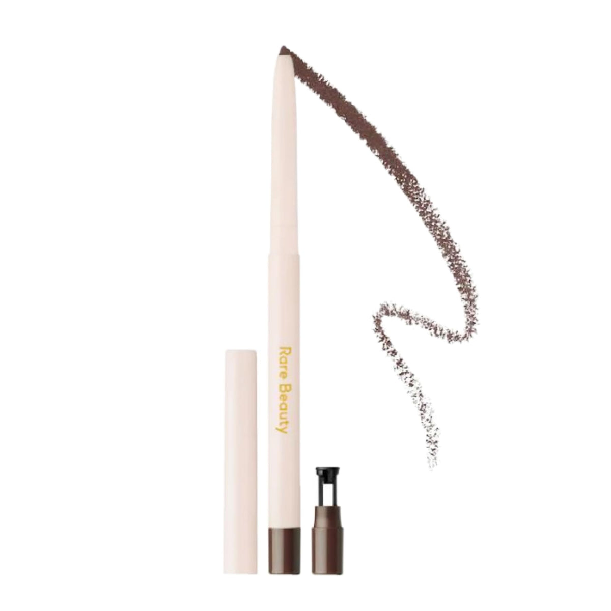 Rare Beauty gel eyeliner true brown front view showing compact pencil and precision