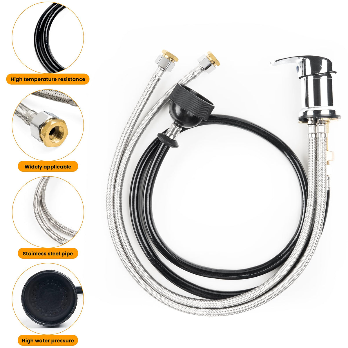 RARELEMON label and connection parts showing included fittings for straightforward installation