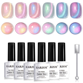 RARJSM front packaging showing six aurora cat eye gel bottles and kit benefits