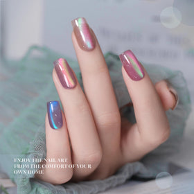 RARJSM swatch palette with six glassy aurora shades showing color shifts and depth