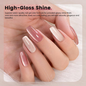 RARJSM bottle close-up revealing shimmer pigments and smooth, glossy finish