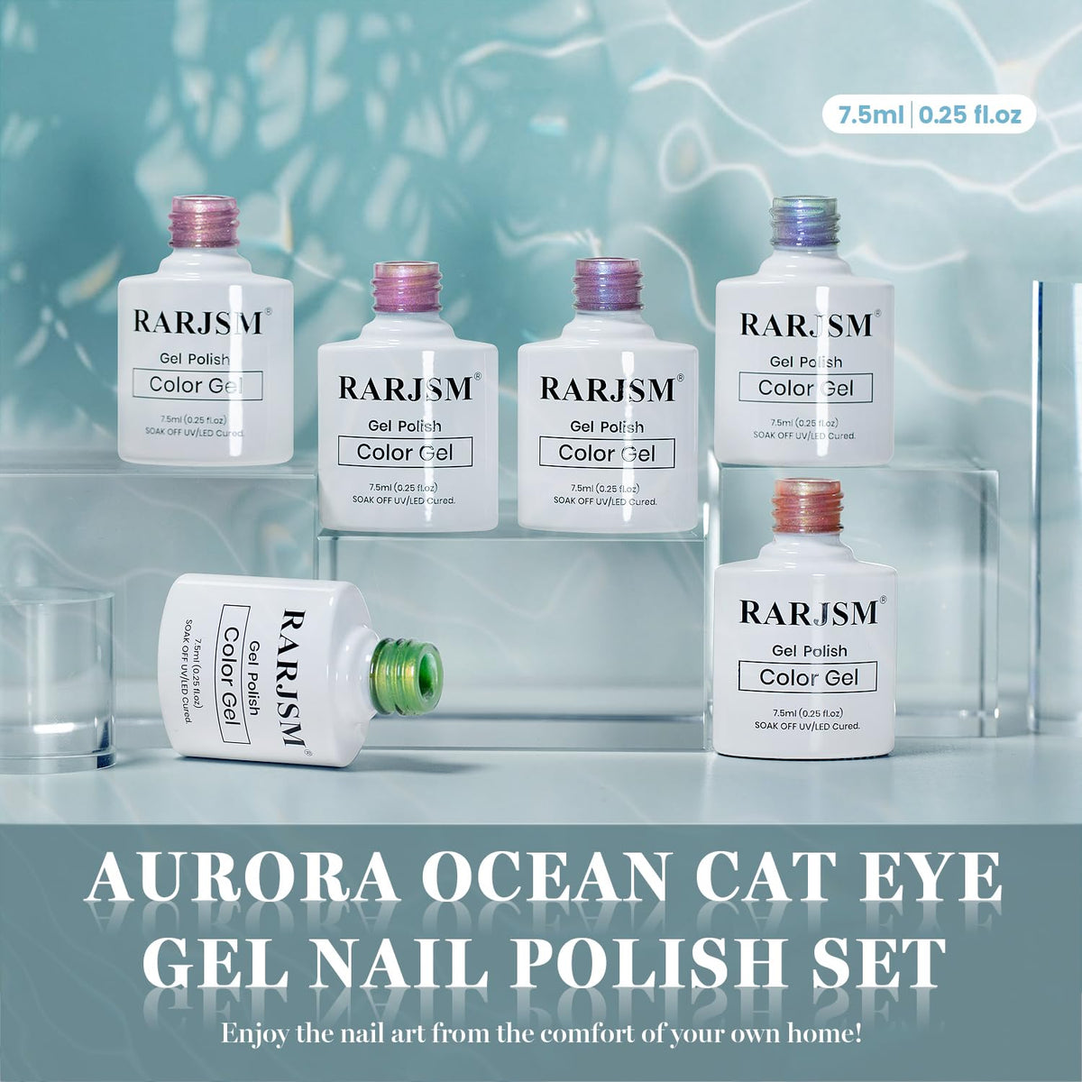 RARJSM cured finish high gloss shine on nails that enhances color shift and durability