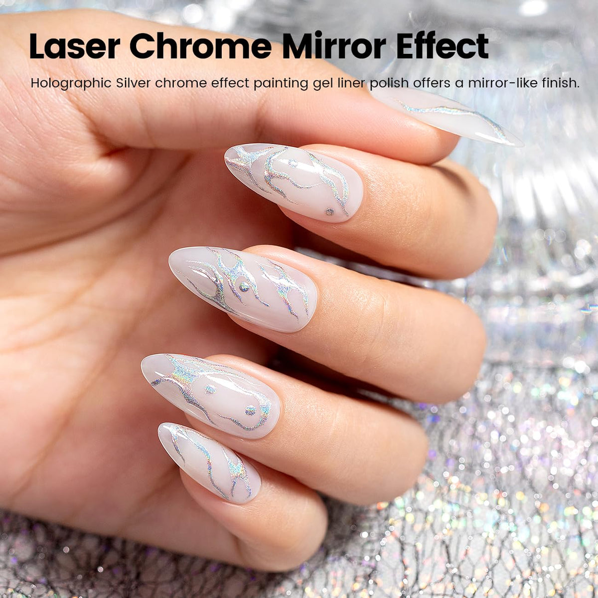 RARJSM holographic silver close-up showing mirror shine and multidimensional sparkle benefit