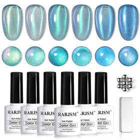RARJSM front packaging showing six reflective cat eye gel bottles