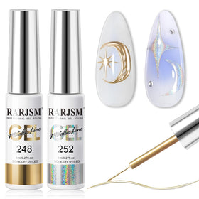 RARJSM front view two bottles showing holographic silver and bronze gold benefits precision