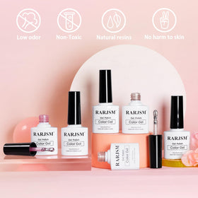 RARJSM finished manicure on hands by a coffee table, elegant everyday sparkle