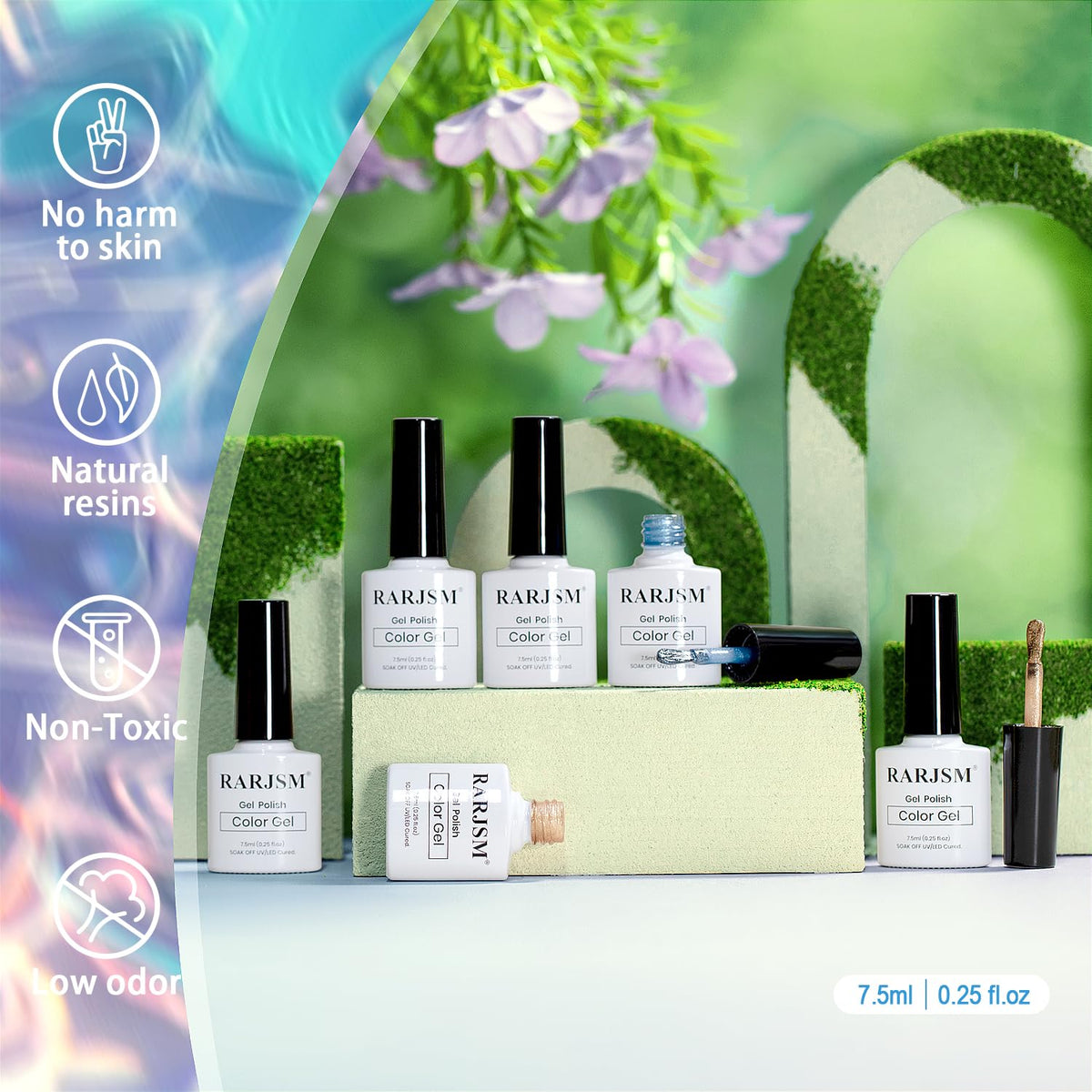 RARJSM glossy nail in use with visible glass cat-eye effect producing prismatic light reflection