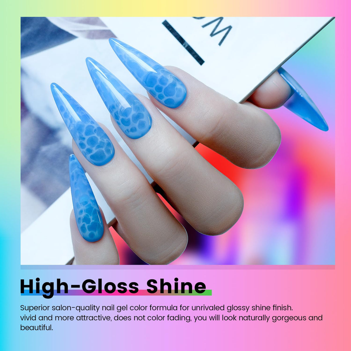 RARJSM nail swatch strip showing six translucent colors for layering benefit