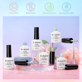 RARJSM nails in use on hands showcasing finished manicure with long-lasting gloss