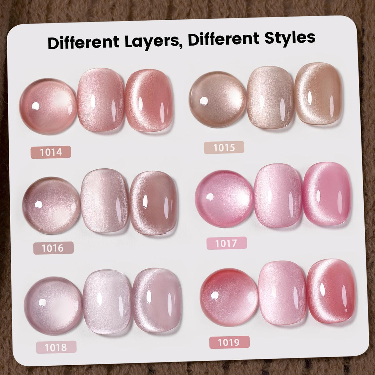 RARJSM swatch fan displaying six nude shades for easy color selection
