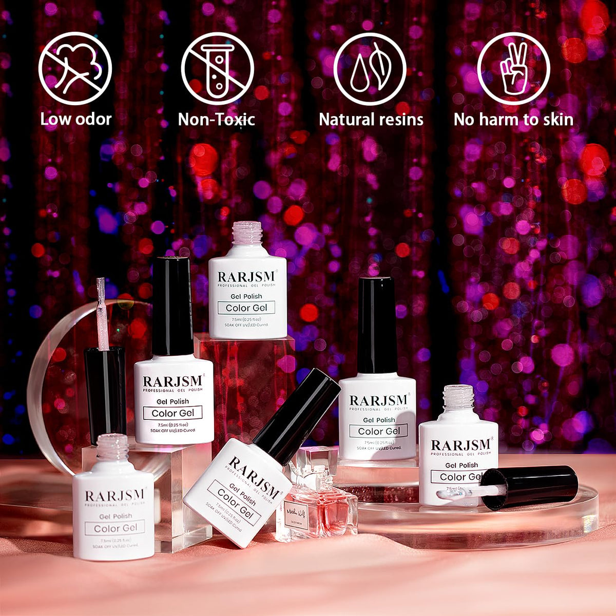RARJSM single bottle close-up with brush showing smooth gel texture for easy application