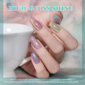 RARJSM swatch strip on nails demonstrating duo-color shift and mermaid cat-eye effect