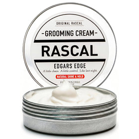Rascal jar front view showing grooming cream for easy identification and shelf appeal