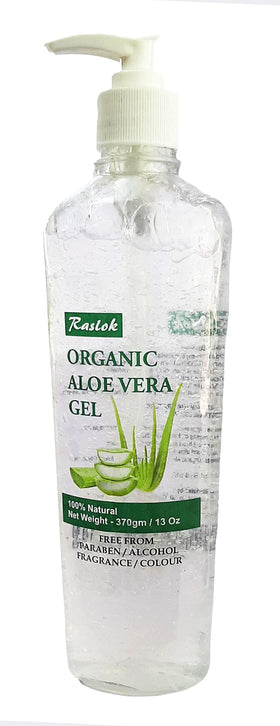 raslok aloe vera gel front jar showing label and size, supports easy daily hydration