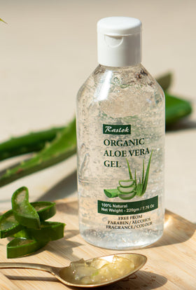 Raslok aloe vera gel application on face for quick hydration benefit