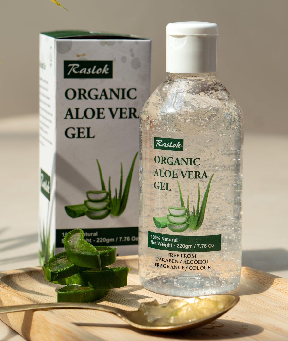 Raslok aloe vera gel used in hair to reduce frizz and add moisture