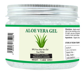 Raslok aloe vera jar front view showing product label and size benefit