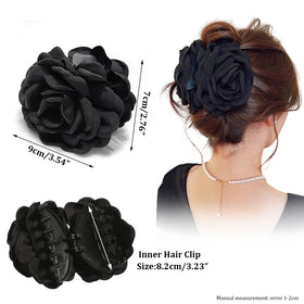 RAUIMOUR clip in half-up hairstyle showing secure hold and pretty floral accent