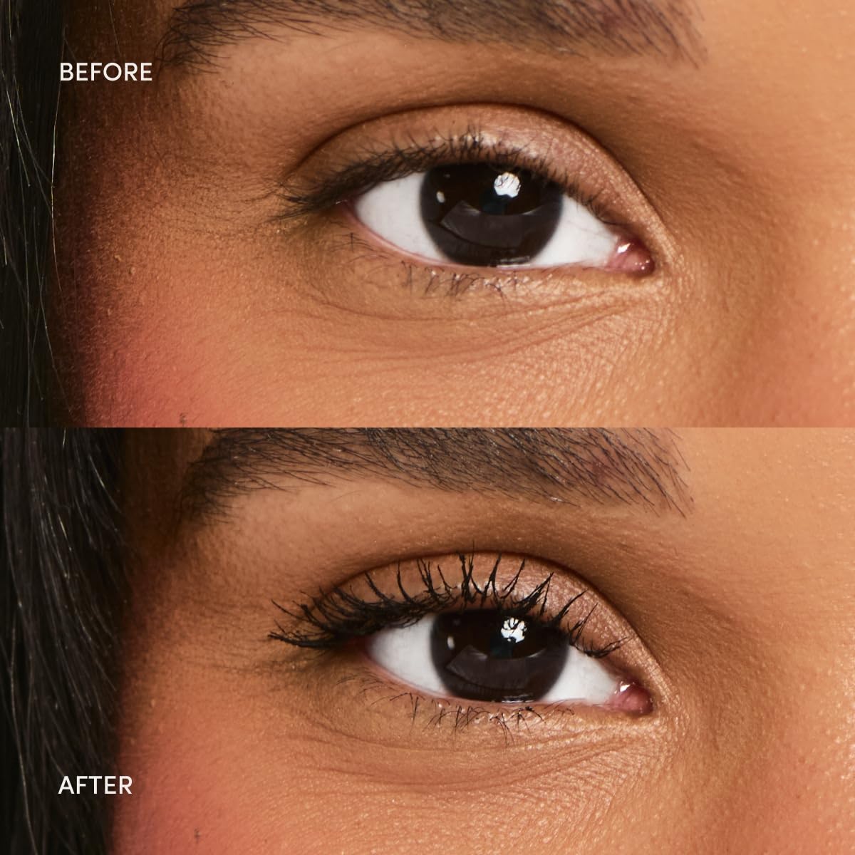 Ravie Beauty mascara on model highlighting natural curl and comfortable wear