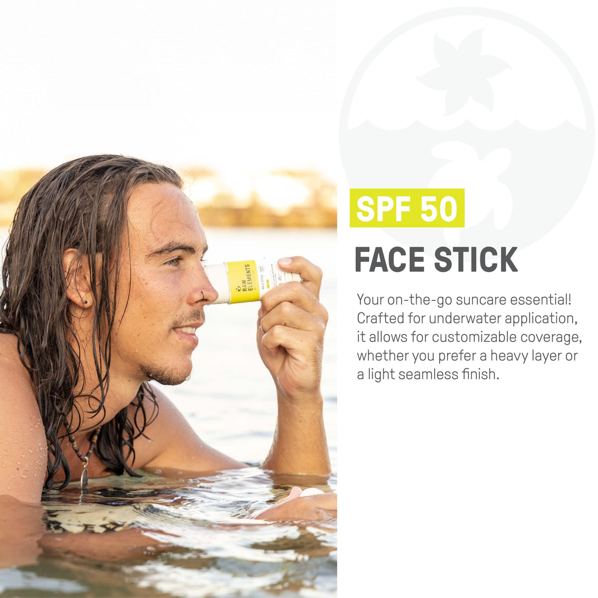 Raw Elements face stick texture close-up demonstrating smooth mineral finish