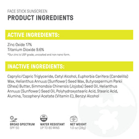 Raw Elements face stick on a beach towel illustrating reef-safe outdoor use