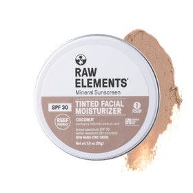 Raw Elements front packaging showing tinted face cream and SPF 30 protection