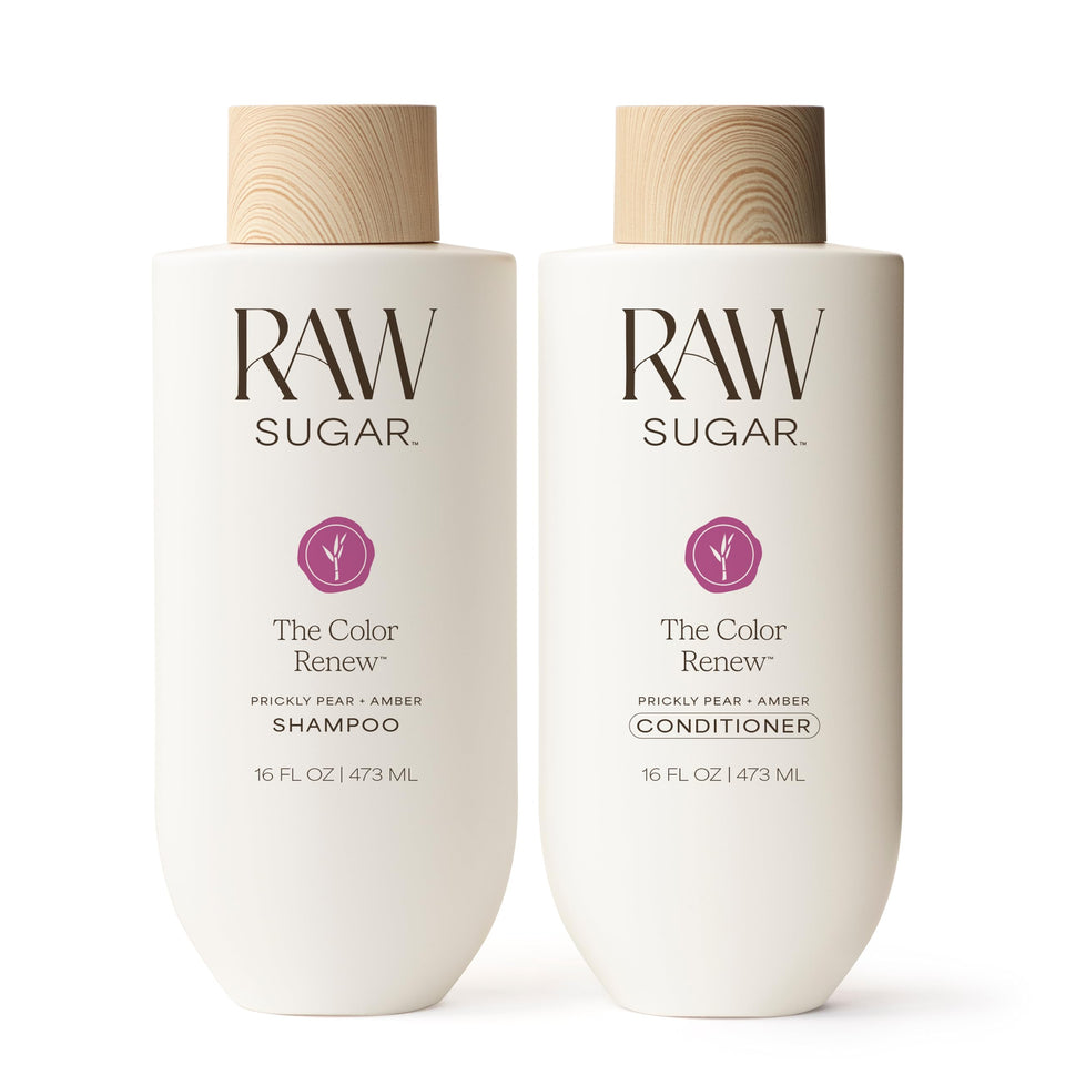 RAW SUGAR front packaging showing the color renew duo and clear benefits