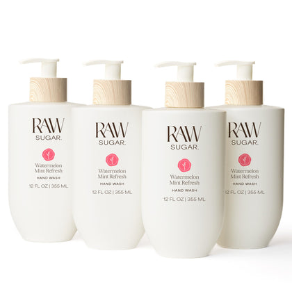 RAW SUGAR front packaging showing watermelon mint hand wash benefit: refreshing cleanse