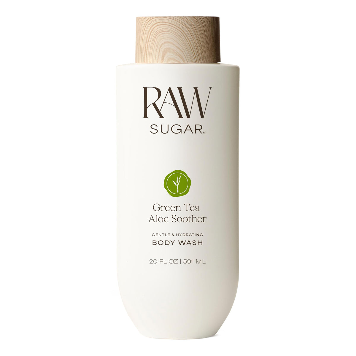 RAW SUGAR front packaging showing 20 fl oz bottle and calming scent benefit