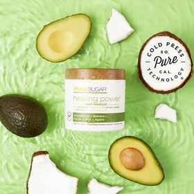 RAW SUGAR avocado banana coconut ingredients showing natural nourishment