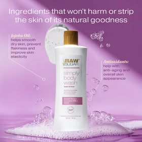 RAW SUGAR ingredients label highlighting sulfate- and paraben-free benefit