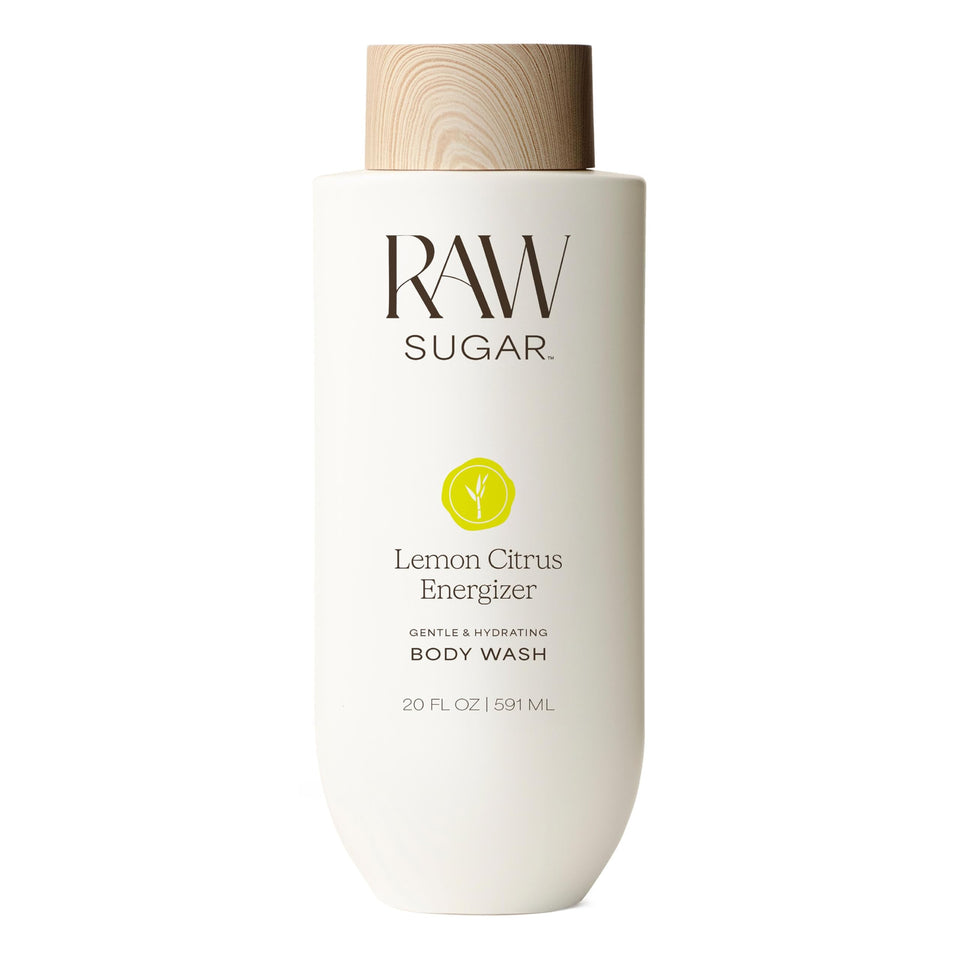 RAW SUGAR front packaging showing 20 fl oz bottle and energizing lemon scent