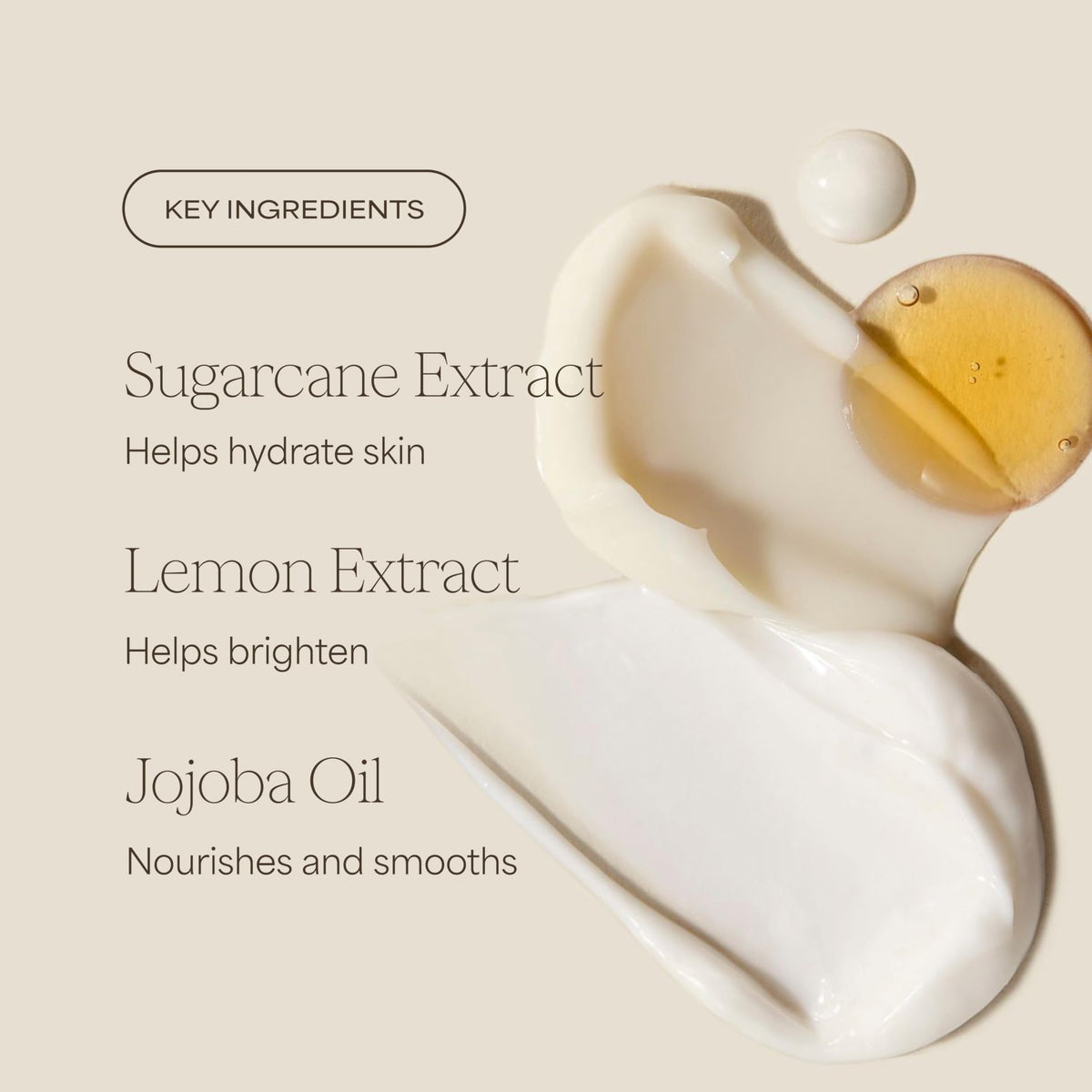 RAW SUGAR ingredient label showing lemon extract and jojoba oil benefits