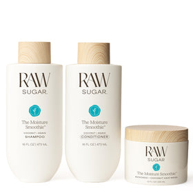 RAW SUGAR front packaging of Moisture Smoothie bundle showing full set and benefits